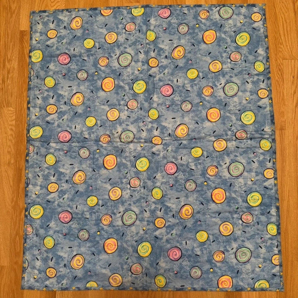 Handcrafted Patchwork Baby Quilt Star Pattern Two Sided Yellow & Blue Unisex - Picture 10 of 15
